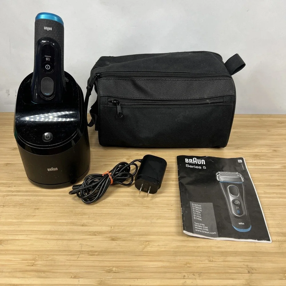 Braun Series 5 Type 5769 Electric Shaver Clean & Charge Station TravelBag Tested